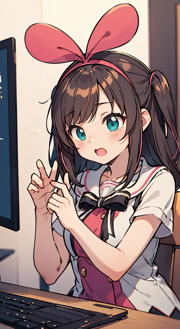 Highest quality,Cyberspace,Cyberspace,Anime Style,Virtual YouTuber,Kizuna Ai,Very detailed,cute,Dynamic,