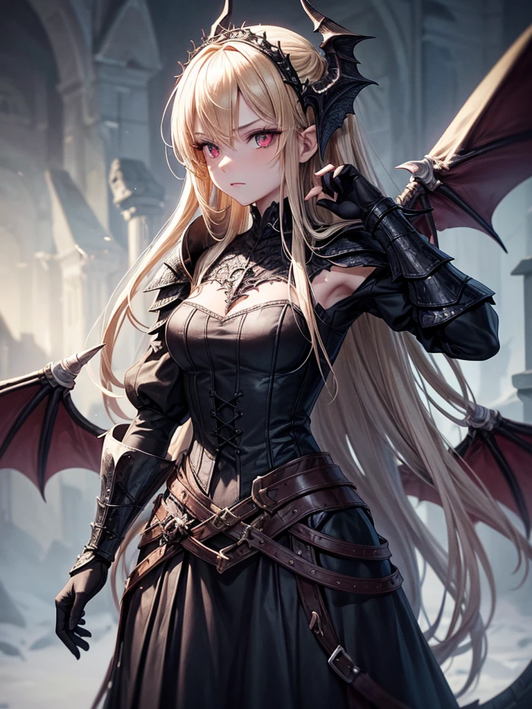 # Script: AI-Generated Art - Gothic Dark Souls-Inspired Woman with Dragon Eyes and Wings
**Objective:**
Create an AI-generated image of a woman with specific features and attire, inspired by the Gothic style of the Dark Souls series.
**Character Description:**
- **Gender:** Female
- **Hair:** Long blonde hair, tied back
- **Eyes:** Red, dragon-like
- **Dragon Features:** Small wings
- **Attire:** Medieval armor
- **Style:** Gothic, similar to Dark Souls aesthetics
**Steps:**
1. **Gather Reference Images:**
- Collect images of medieval armor from the Dark Souls series.
- Find examples of blonde hair tied back.
- Look for images of red, dragon-like eyes and small dragon wings.
- Compile Gothic art references to understand the desired aesthetic.
2. **Character Design:**
- **Hair:** Design the long blonde hair tied back, ensuring it looks natural and flows realistically.
- **Eyes:** Create piercing red eyes with elongated pupils to give a dragon-like appearance.
- **Dragon Features:** Add small, subtle dragon wings that look natural on her back.
- **Armor:** Design medieval armor with intricate Gothic patterns and dark tones, appearing worn and battle-scarred.
- **Overall Style:** Use dark, muted colors with high contrasts to emphasize the Gothic style. Incorporate dark shadows and dim lighting.
3. **Pose and Composition:**
- Position the character in a dramatic pose, possibly standing or in mid-battle stance.
- Choose a dark, eerie background that complements the Gothic theme, like a ruined castle or a foggy forest.
- Use lighting to create a moody, atmospheric effect, casting shadows that highlight the character’s features and armor.
4. **AI Tools and Techniques:**
- Use AI art generation tools like DALL-E, MidJourney, or Stable Diffusion.
- Input the character description and upload reference images if the tool allows.
- Specify style preferences, focusing on Gothic and Dark Souls influences.
- Fine-tune the gene