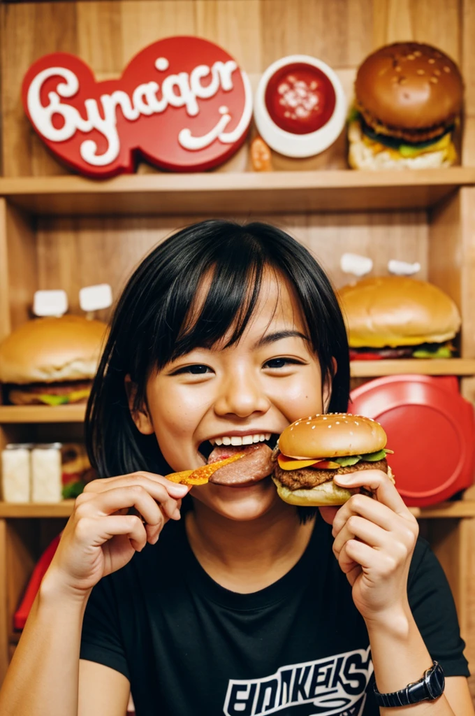 Logo of someone eating hamburger