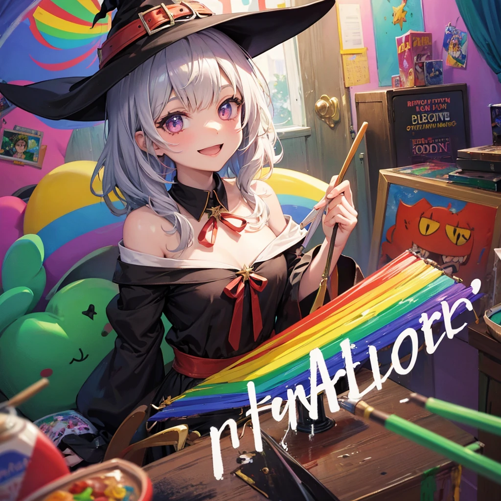 witch(Art room Painting on canvas(hamburger Slam Rainbow colors)smile)Poster