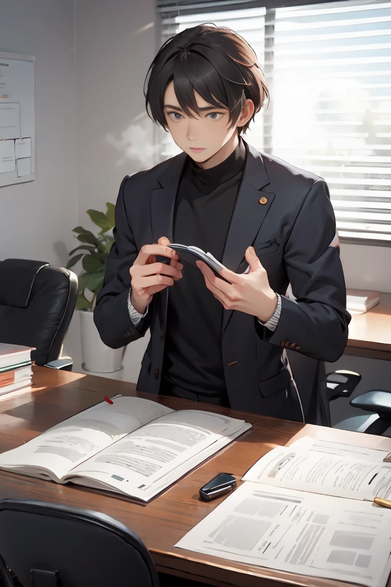handsome men , office room