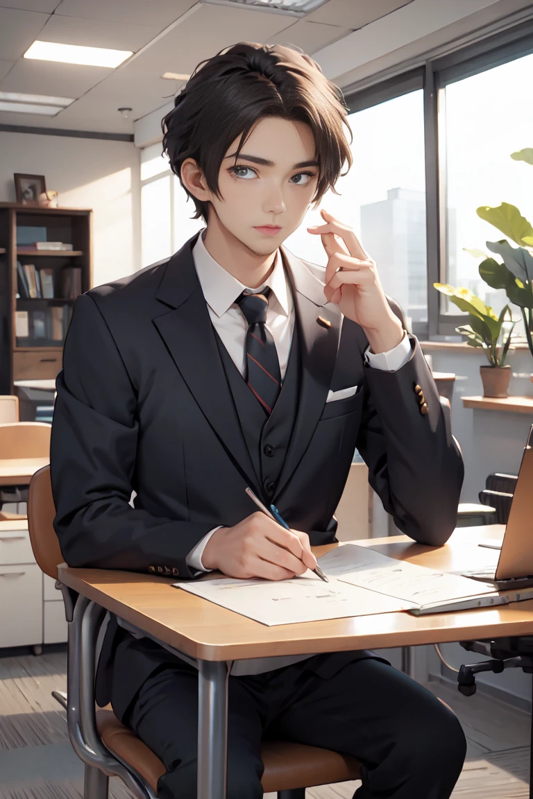 handsome men , office room
