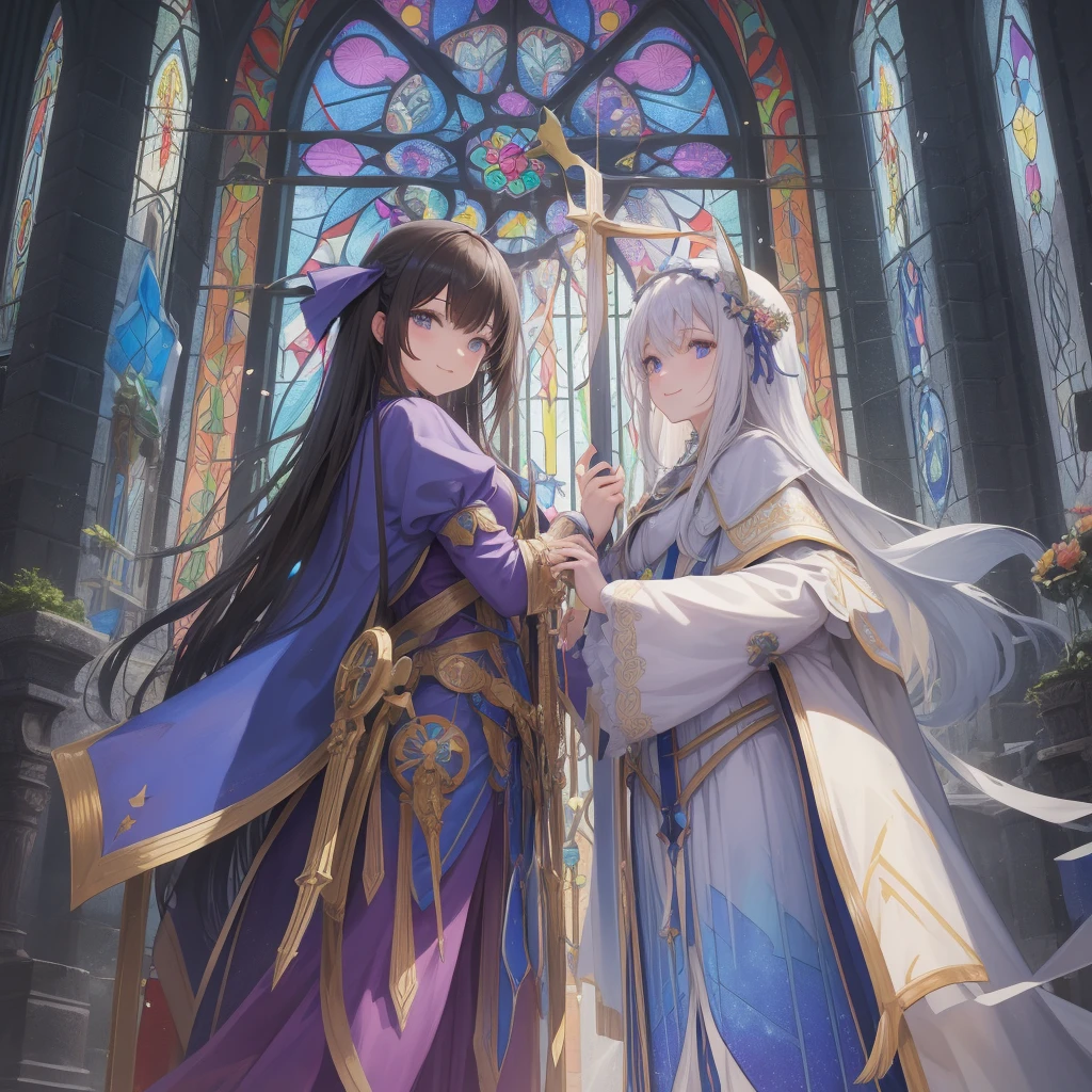 tarot
justice
axis、young woman、smile、Blue Hogow、Cathedral in the background((Stained glass))、Valentine&#39;s Chocolate、Surrounded by believers、Light tones、Gothic style、Decorative edging design。
,Add_Details:1, Add_Details:0, Add_Details:0.5