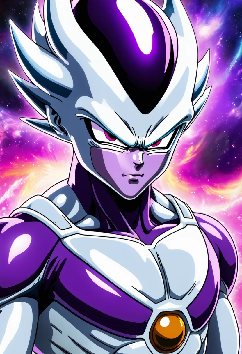 (((Extreme close-up Frieza fusion Xenomorph Alien the eighth passenger universe Dragon Ball Z frontal images Color Splash)))