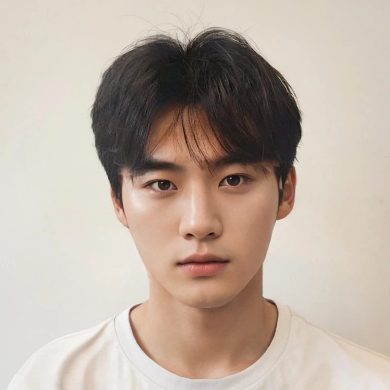 Best Quality, 8k, Masterpiece, (Portrait: 1.3), (photo realistic:1.4), (hyper realistic:1.4), Sharp Focus, looking at viewer, (smoother lighting:1.1), (increase cinematic lighting quality:0.9), realistic lighting, backlighting, light on face, ray trace, (brightening light:1.2), (Increase quality:1.4), sharp detail, (best quality real texture skin:1.4), finely detailed eyes, black_eyes, finely detailed face, 25 year old Korean man