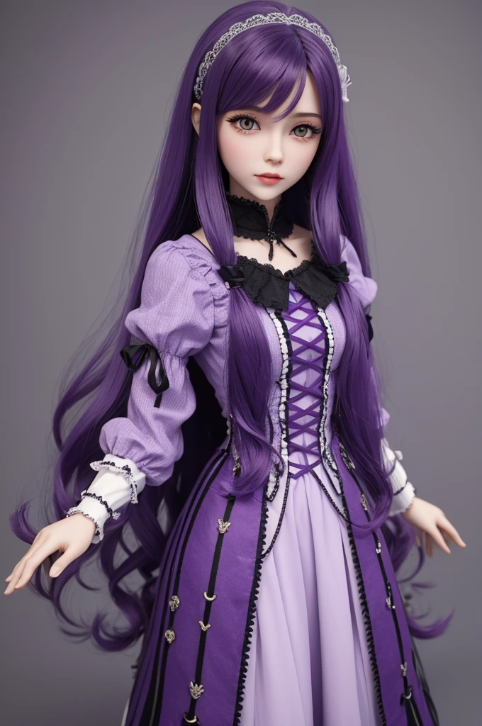3D doll with purple color and long hair