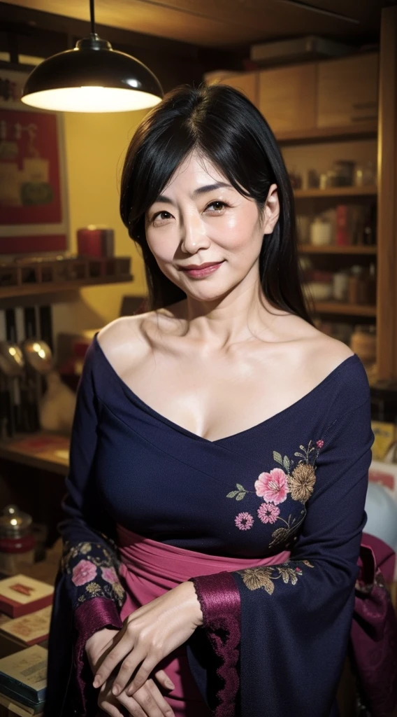 Japanese、Mature Woman、Mature Woman、Long Hair、smile、60 years old、Voluptuous、Chest、bangake
