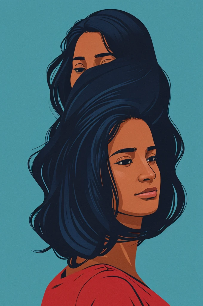 Illustration of an irregularly migrating woman, Honduran without her face being seen
