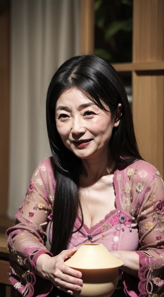 Japanese、Mature Woman、Mature Woman、Long Hair、smile、60 years old、Voluptuous、Chest、bangake