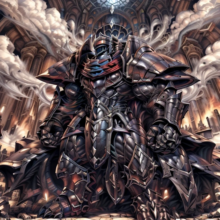 (masterpiece. official art. 8k. best quality. detailed full body. full body.)
(situation 1 : dominating mega_lucario. mega_lucario is over 1000 meters long. focus GIANT mechanical Muscular mega_lucario is trampling the city. Looking down. macro. stomp. Low-angle perspective. emphasizing the immense size.)
(situation 2 :smoke and flames rising from the destruction in the city)
(Additional details 1: BlackKnight_fe. Armor. Cape. Helmet. Sword. wearing a full-face helmet. high-tech bio-mecha armor. real texture material. whole body shines like metal. Wearing cyberpunk mecha. emphasizes the muscles. suit fully made of metal. intricate armor. Robotic suit. suit fully made of metal. cyborg. Powered exoskeleton with the same design as mega_lucario).
(Additional details 2: Detailed head. Detailed Body. Detailed abs. gigantic muscles. HYPER MUSCLES. Gigachad Muscular. big muscle. pecs. triceps. traps. unusually developed muscular body. body full of huge muscles. showing off muscles. pectorales enormes. Exaggeratedly huge muscles. huge muscles. long legs.).
(Additional details 3: NJfurry. mega_lucario wears a long black cloak.The claws are sharp. Sharp teeth. 5 toes.).
(Additional details 4: tiny thong, metallic color: jet black thong. bulge in the crotch.)