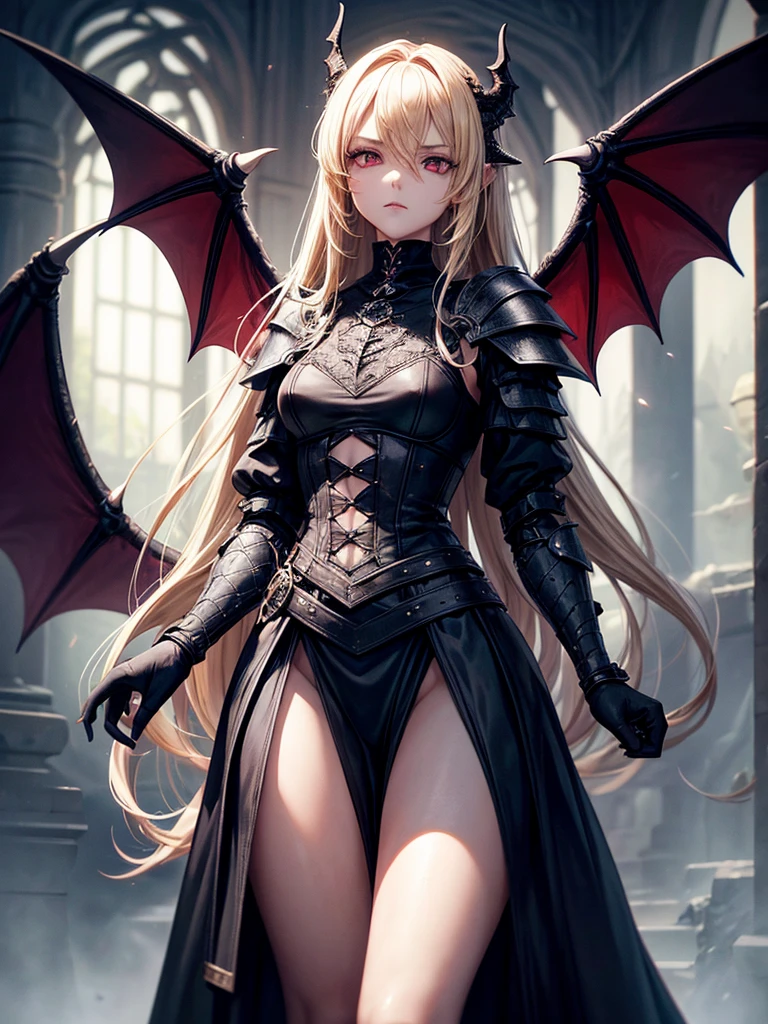 # Script: AI-Generated Art - Gothic Dark Souls-Inspired Woman with Dragon Eyes and Wings
**Objective:**
Create an AI-generated image of a woman with specific features and attire, inspired by the Gothic style of the Dark Souls series.
**Character Description:**
- **Gender:** Female
- **Hair:** Long blonde hair, tied back
- **Eyes:** Red, dragon-like
- **Dragon Features:** Small wings
- **Attire:** Medieval armor
- **Style:** Gothic, similar to Dark Souls aesthetics
**Steps:**
1. **Gather Reference Images:**
- Collect images of medieval armor from the Dark Souls series.
- Find examples of blonde hair tied back.
- Look for images of red, dragon-like eyes and small dragon wings.
- Compile Gothic art references to understand the desired aesthetic.
2. **Character Design:**
- **Hair:** Design the long blonde hair tied back, ensuring it looks natural and flows realistically.
- **Eyes:** Create piercing red eyes with elongated pupils to give a dragon-like appearance.
- **Dragon Features:** Add small, subtle dragon wings that look natural on her back.
- **Armor:** Design medieval armor with intricate Gothic patterns and dark tones, appearing worn and battle-scarred.
- **Overall Style:** Use dark, muted colors with high contrasts to emphasize the Gothic style. Incorporate dark shadows and dim lighting.
3. **Pose and Composition:**
- Position the character in a dramatic pose, possibly standing or in mid-battle stance.
- Choose a dark, eerie background that complements the Gothic theme, like a ruined castle or a foggy forest.
- Use lighting to create a moody, atmospheric effect, casting shadows that highlight the character’s features and armor.
4. **AI Tools and Techniques:**
- Use AI art generation tools like DALL-E, MidJourney, or Stable Diffusion.
- Input the character description and upload reference images if the tool allows.
- Specify style preferences, focusing on Gothic and Dark Souls influences.
- Fine-tune the gene