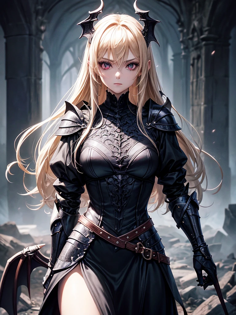 # Script: AI-Generated Art - Gothic Dark Souls-Inspired Woman with Dragon Eyes and Wings
**Objective:**
Create an AI-generated image of a woman with specific features and attire, inspired by the Gothic style of the Dark Souls series.
**Character Description:**
- **Gender:** Female
- **Hair:** Long blonde hair, tied back
- **Eyes:** Red, dragon-like
- **Dragon Features:** Small wings
- **Attire:** Medieval armor
- **Style:** Gothic, similar to Dark Souls aesthetics
**Steps:**
1. **Gather Reference Images:**
- Collect images of medieval armor from the Dark Souls series.
- Find examples of blonde hair tied back.
- Look for images of red, dragon-like eyes and small dragon wings.
- Compile Gothic art references to understand the desired aesthetic.
2. **Character Design:**
- **Hair:** Design the long blonde hair tied back, ensuring it looks natural and flows realistically.
- **Eyes:** Create piercing red eyes with elongated pupils to give a dragon-like appearance.
- **Dragon Features:** Add small, subtle dragon wings that look natural on her back.
- **Armor:** Design medieval armor with intricate Gothic patterns and dark tones, appearing worn and battle-scarred.
- **Overall Style:** Use dark, muted colors with high contrasts to emphasize the Gothic style. Incorporate dark shadows and dim lighting.
3. **Pose and Composition:**
- Position the character in a dramatic pose, possibly standing or in mid-battle stance.
- Choose a dark, eerie background that complements the Gothic theme, like a ruined castle or a foggy forest.
- Use lighting to create a moody, atmospheric effect, casting shadows that highlight the character’s features and armor.
4. **AI Tools and Techniques:**
- Use AI art generation tools like DALL-E, MidJourney, or Stable Diffusion.
- Input the character description and upload reference images if the tool allows.
- Specify style preferences, focusing on Gothic and Dark Souls influences.
- Fine-tune the gene
