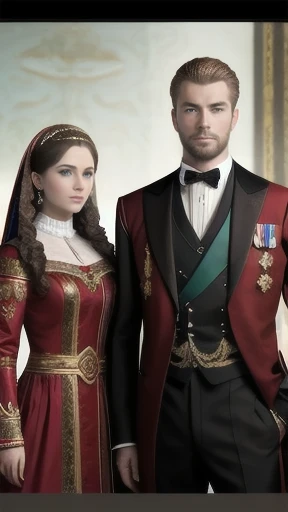 photo with color handsome russian men and women focus on the characters' faces