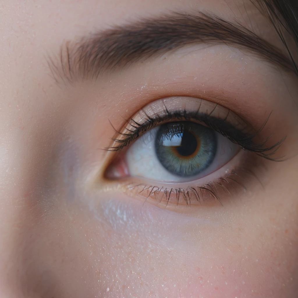 very zoomed in and close up on a beautiful depressed emotional girls eye and cheek