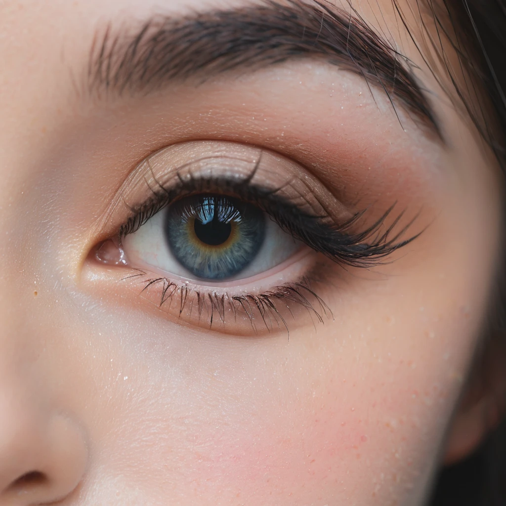 very zoomed in and close up on a beautiful depressed emotional girls eye and cheek