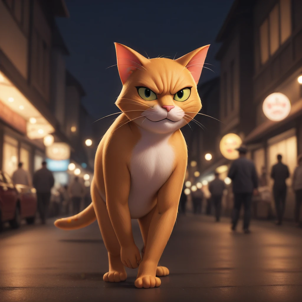 Irish, photograph of an anthropomorphic cat dressed as a mafia boss holding a fish walking through a Japanese fish market with an angry face, 8k resolution, best qualityer, Gorgeous Photo, dynamic lighting,