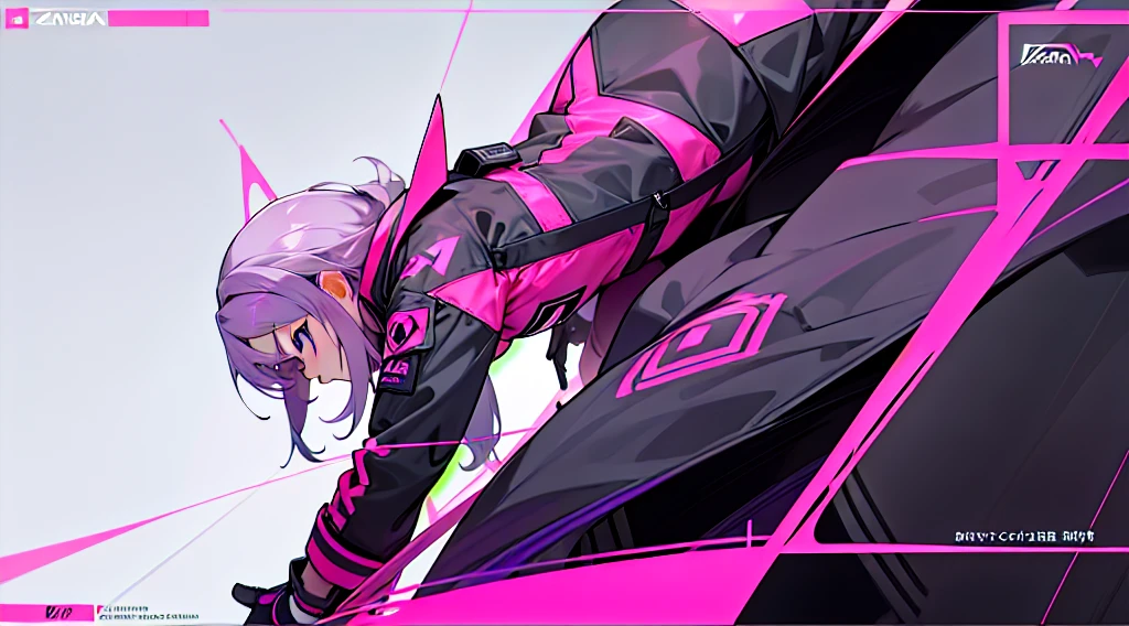 jacket design, color pink line between the ziper, color gray and purple design