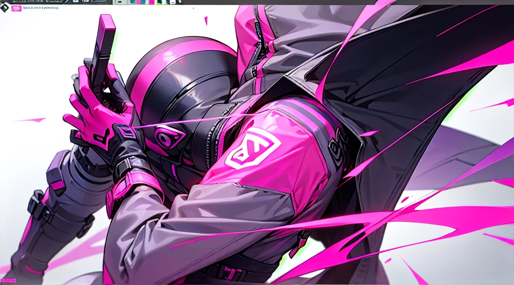 jacket design, color pink line between the ziper, color gray and purple design