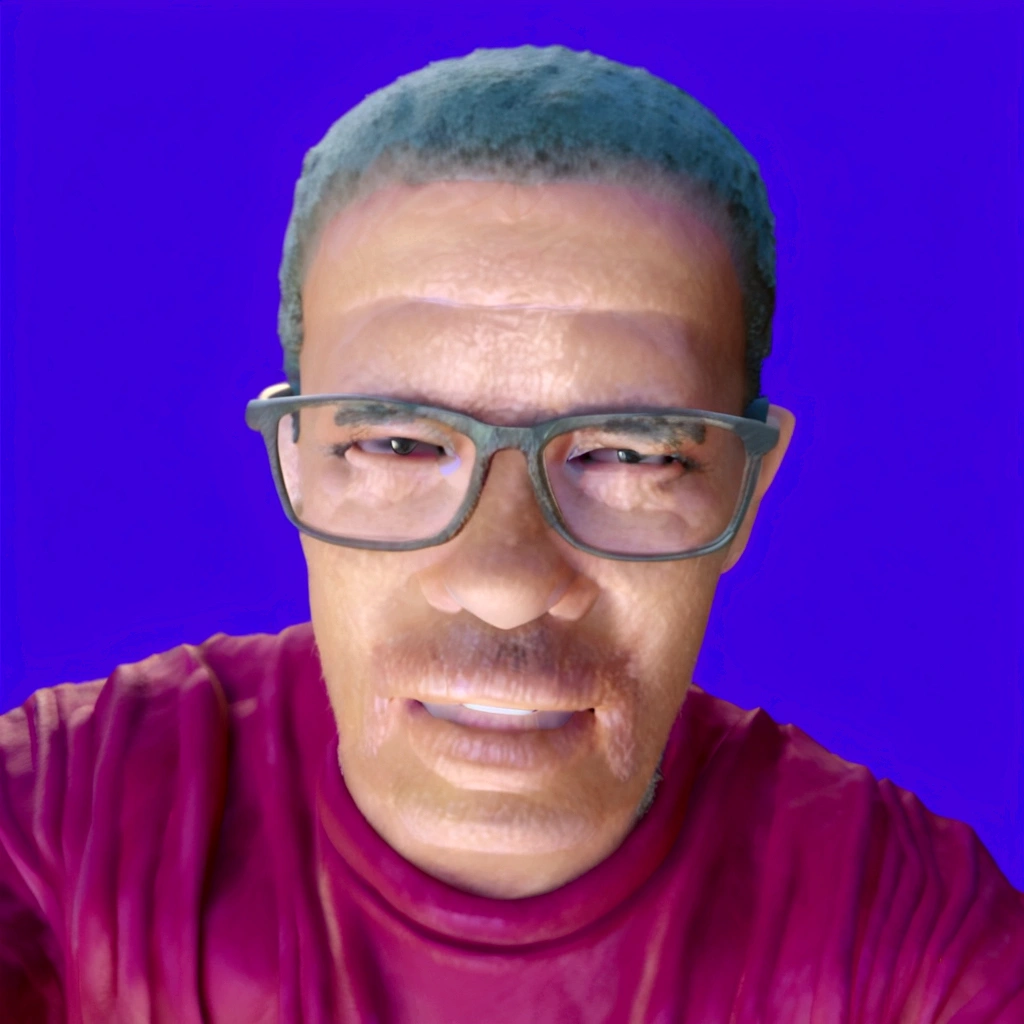 Cartoon character of a man in black glasses and blue shirt, an animated character, stylized character, animation style rendering, 3d stylized, Arnold Maya rendering, Stylized 3D rendering, toon render screenshot, 3d character, 3d character, Stylized 3D rendering, 3D character rendering, cartoon character, Personagem de close up, character posing, (Pixar-style) (master part:1.2) (bokeh) (best qualityer) (skin detailed) (detailed texture) (8K) (Argilla) (cinematic lighting) (sharp focus