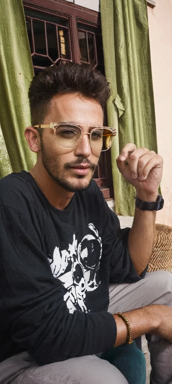 Conver the picture in to a man with sunglasses