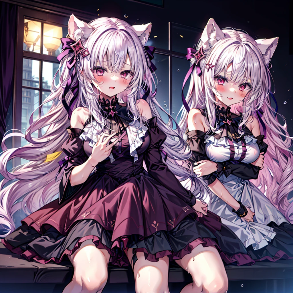 ((Highest quality)), ((masterpiece)), (detailed), ((High resolution)), ass pov, 1girl, ((独奏)), angry, full blush, embarrassed, naughty face, crying, ahegao, long tongue, large breasts, gothic ta, black dress, clothed, show off nipple, spread legs, pantylift, NSFW, sweat, rittle wet, depth of field
