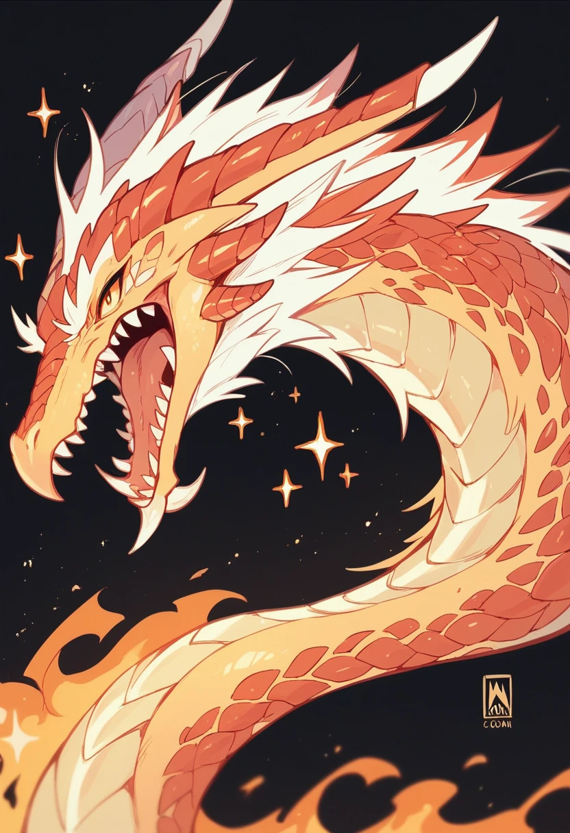 golden dragon logo shooting fire with sparkles on a black background