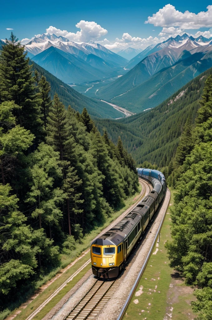 Image of a train coming down from a mountain