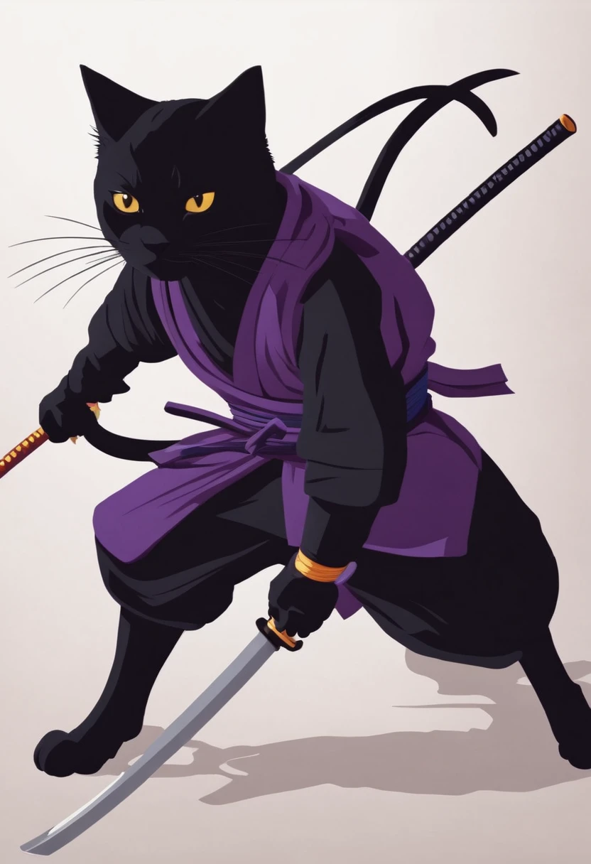 人物, ninja cat, White background, high qualiy, detailded