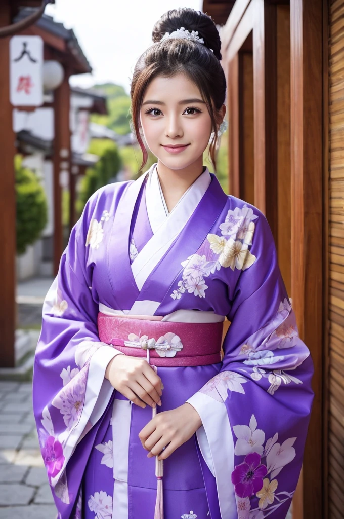 24-year-old enka singer wearing purple kimono