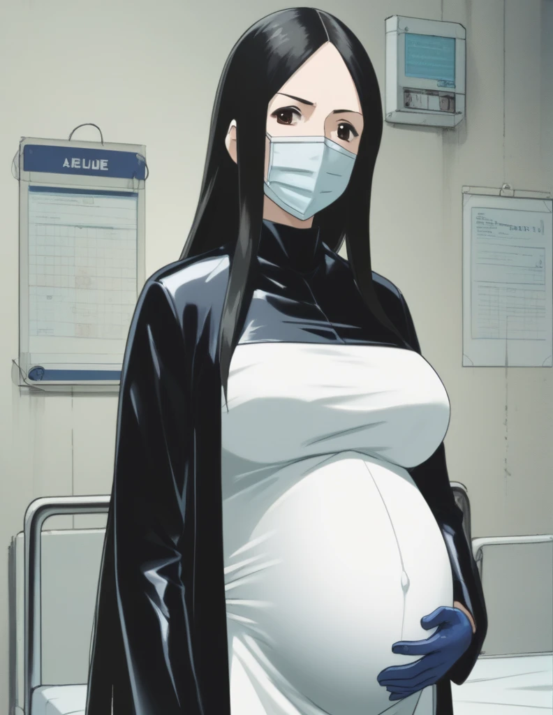 score_9, score_8_up, score_7_up, source_anime, kasuganoray, pale skin, long hair, highest quality, masterpiece, big breasts, surgical mask, surgical cap, long sleeve maternity dress, seamless,
1 girl, pregnant, solo, rubber gloves, frown, in the operating room, standing, hospital bed, ultrasound,