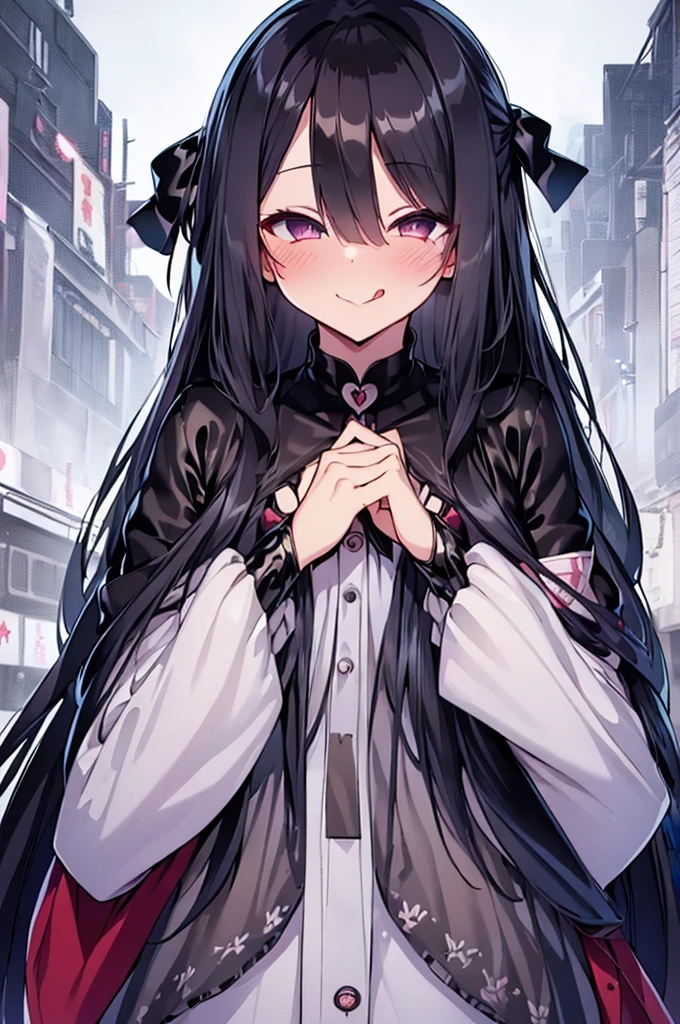 (((Characteristic clothing))),(((high quality))),Unshaven,(((((Pubic hair heart pattern))))), Cloudy eyes,Anime Style,Long Tongue,Sticking out tongue,Obscene lines,Fatty face,Fallen into evil,Sexual,clumsy smile,Unshavenの髪,((Long hair that covers the eyes)),transformation