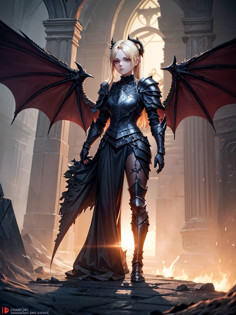 # Script: AI-Generated Art - Gothic Dark Souls-Inspired Woman with Dragon Eyes and Wings

**Objective:**
Create an AI-generated image of a woman with specific features and attire, inspired by the Gothic style of the Dark Souls series.

**Character Description:**
- **Gender:** Female
- **Hair:** Long blonde hair, tied back
- **Eyes:** Red, dragon-like
- **Dragon Features:** Small wings
- **Attire:** Full-body medieval armor
- **Style:** Gothic, similar to Dark Souls aesthetics

**Steps:**

1. **Gather Reference Images:**
   - Collect images of full-body medieval armor from the Dark Souls series.
   - Find examples of blonde hair tied back.
   - Look for images of red, dragon-like eyes and small dragon wings.
   - Compile Gothic art references to understand the desired aesthetic.

2. **Character Design:**
   - **Hair:** Design the long blonde hair tied back, ensuring it looks natural and flows realistically.
   - **Eyes:** Create piercing red eyes with elongated pupils to give a dragon-like appearance.
   - **Dragon Features:** Add small, subtle dragon wings that look natural on her back.
   - **Armor:** Design full-body medieval armor with intricate Gothic patterns and dark tones, appearing worn and battle-scarred. Ensure the armor covers the entire body, including helmet, chest plate, gauntlets, greaves, and boots.
   - **Overall Style:** Use dark, muted colors with high contrasts to emphasize the Gothic style. Incorporate dark shadows and dim lighting.

3. **Pose and Composition:**
   - Position the character in a dramatic pose, possibly standing or in mid-battle stance.
   - Choose a dark, eerie background that complements the Gothic theme, like a ruined castle or a foggy forest.
   - Use lighting to create a moody, atmospheric effect, casting shadows that highlight the character’s features and armor.

4. **AI Tools and Techniques:**
   - Use AI art generation tools like DALL-E, MidJourney, or Stable Diffusion.
   - Input the character description and upload refer