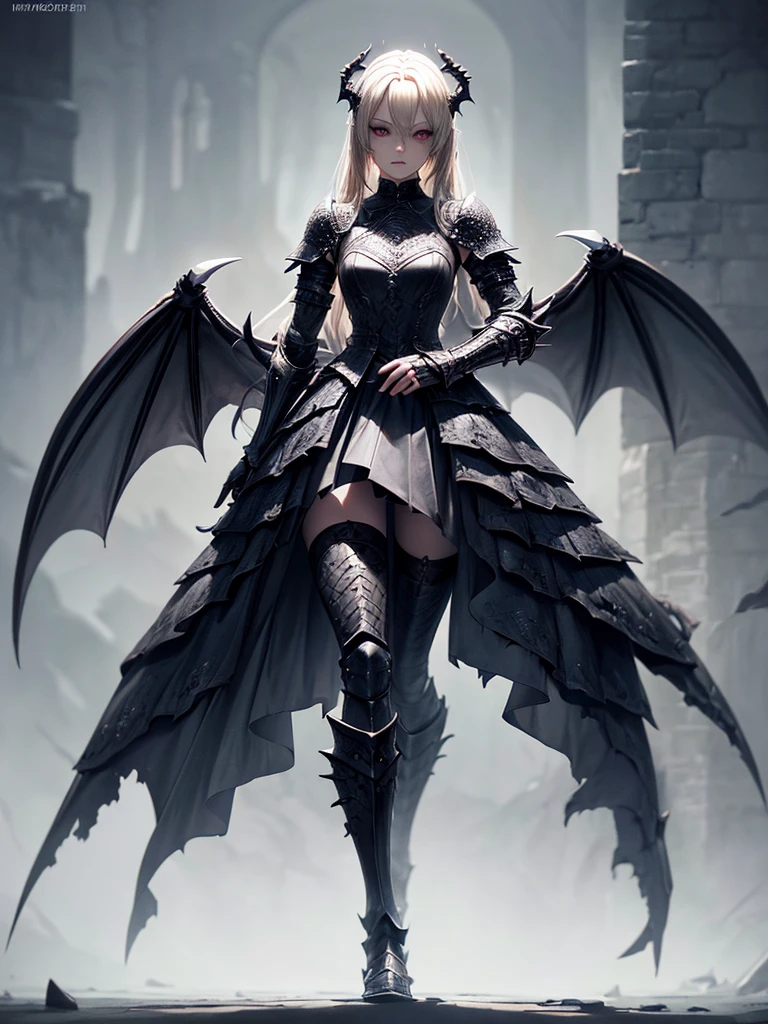 # Script: AI-Generated Art - Gothic Dark Souls-Inspired Woman with Dragon Eyes and Wings
**Objective:**
Create an AI-generated image of a woman with specific features and attire, inspired by the Gothic style of the Dark Souls series.
**Character Description:**
- **Gender:** Female
- **Hair:** Long blonde hair, tied back
- **Eyes:** Red, dragon-like
- **Dragon Features:** Small wings
- **Attire:** Full-body medieval armor
- **Style:** Gothic, similar to Dark Souls aesthetics
**Steps:**
1. **Gather Reference Images:**
- Collect images of full-body medieval armor from the Dark Souls series.
- Find examples of blonde hair tied back.
- Look for images of red, dragon-like eyes and small dragon wings.
- Compile Gothic art references to understand the desired aesthetic.
2. **Character Design:**
- **Hair:** Design the long blonde hair tied back, ensuring it looks natural and flows realistically.
- **Eyes:** Create piercing red eyes with elongated pupils to give a dragon-like appearance.
- **Dragon Features:** Add small, subtle dragon wings that look natural on her back.
- **Armor:** Design full-body medieval armor with intricate Gothic patterns and dark tones, appearing worn and battle-scarred. Ensure the armor covers the entire body, including helmet, chest plate, gauntlets, greaves, and boots.
- **Overall Style:** Use dark, muted colors with high contrasts to emphasize the Gothic style. Incorporate dark shadows and dim lighting.
3. **Pose and Composition:**
- Position the character in a dramatic pose, possibly standing or in mid-battle stance.
- Choose a dark, eerie background that complements the Gothic theme, like a ruined castle or a foggy forest.
- Use lighting to create a moody, atmospheric effect, casting shadows that highlight the character’s features and armor.
4. **AI Tools and Techniques:**
- Use AI art generation tools like DALL-E, MidJourney, or Stable Diffusion.
- Input the character description and upload refer