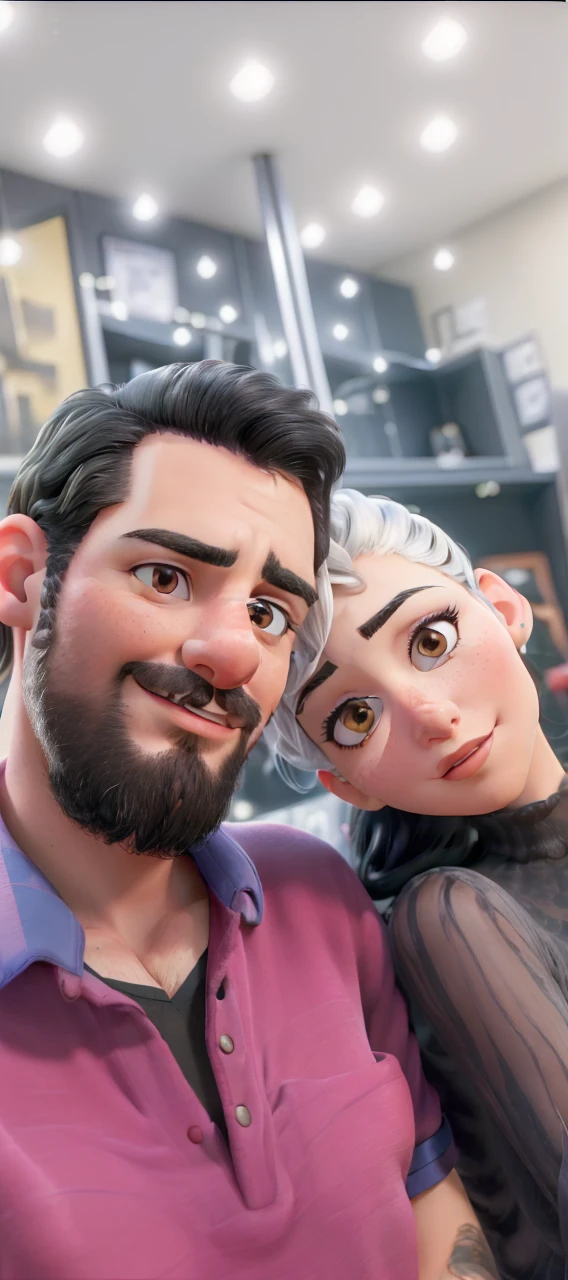 A couple, a man and a woman with black hair(high resolution, work of art:1.2), (realisitic,photorealisitic,photo-realisitic:1.37), detailedeyes, Detailed lips,