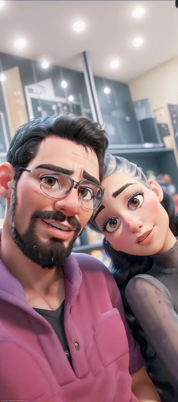 A couple, a man and a woman with black hair(high resolution, work of art:1.2), (realisitic,photorealisitic,photo-realisitic:1.37), detailedeyes, Detailed lips,