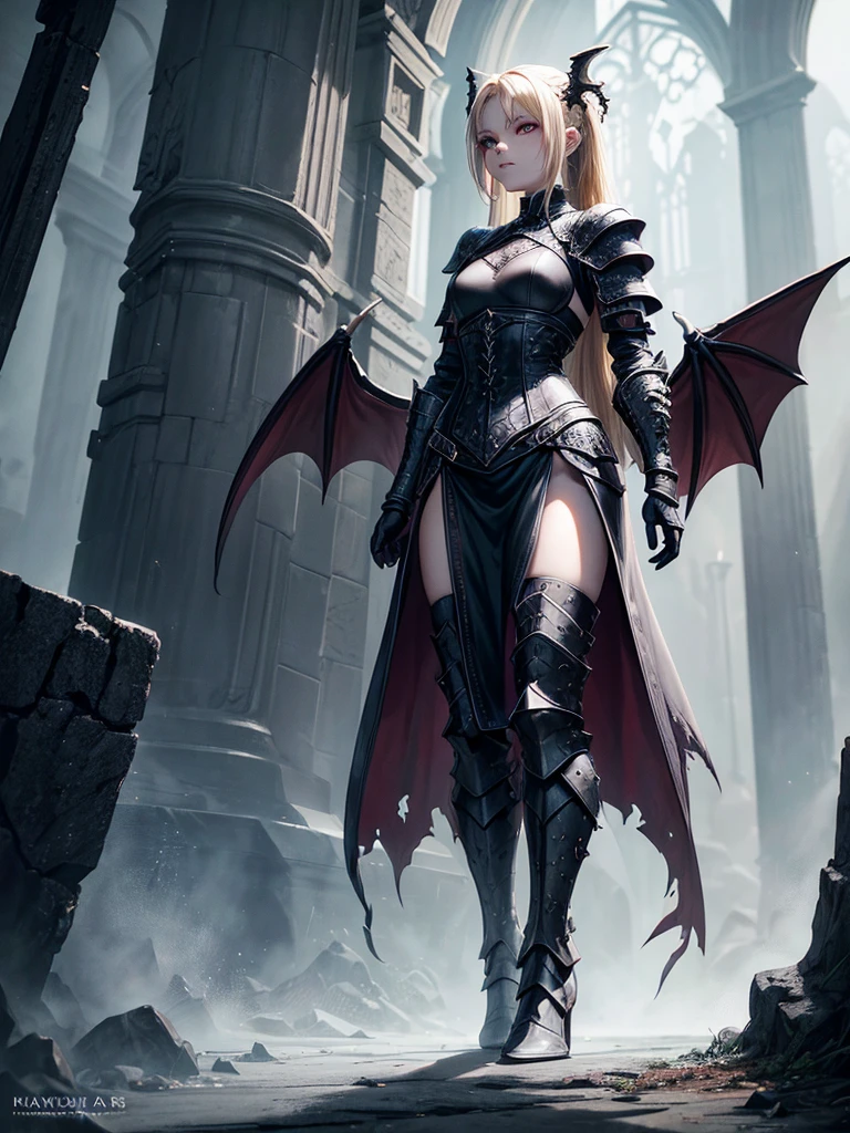 # Script: AI-Generated Art - Gothic Dark Souls-Inspired Woman with Dragon Eyes and Wings
**Objective:**
Create an AI-generated image of a woman with specific features and attire, inspired by the Gothic style of the Dark Souls series.
**Character Description:**
- **Gender:** Female
- **Hair:** Long blonde hair, tied back
- **Eyes:** Red, dragon-like
- **Dragon Features:** Small wings
- **Attire:** Full-body medieval armor
- **Style:** Gothic, similar to Dark Souls aesthetics
**Steps:**
1. **Gather Reference Images:**
- Collect images of full-body medieval armor from the Dark Souls series.
- Find examples of blonde hair tied back.
- Look for images of red, dragon-like eyes and small dragon wings.
- Compile Gothic art references to understand the desired aesthetic.
2. **Character Design:**
- **Hair:** Design the long blonde hair tied back, ensuring it looks natural and flows realistically.
- **Eyes:** Create piercing red eyes with elongated pupils to give a dragon-like appearance.
- **Dragon Features:** Add small, subtle dragon wings that look natural on her back.
- **Armor:** Design full-body medieval armor with intricate Gothic patterns and dark tones, appearing worn and battle-scarred. Ensure the armor covers the entire body, including helmet, chest plate, gauntlets, greaves, and boots.
- **Overall Style:** Use dark, muted colors with high contrasts to emphasize the Gothic style. Incorporate dark shadows and dim lighting.
3. **Pose and Composition:**
- Position the character in a dramatic pose, possibly standing or in mid-battle stance.
- Choose a dark, eerie background that complements the Gothic theme, like a ruined castle or a foggy forest.
- Use lighting to create a moody, atmospheric effect, casting shadows that highlight the character’s features and armor.
4. **AI Tools and Techniques:**
- Use AI art generation tools like DALL-E, MidJourney, or Stable Diffusion.
- Input the character description and upload refer