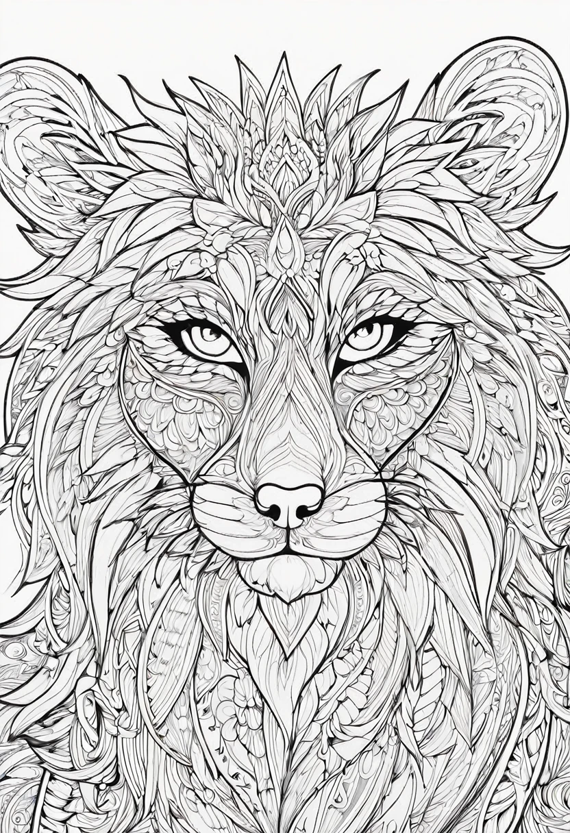 complete image within a margin around the image, leave indentation margin on a coloring page with a random animal coloring in black and white, Coloring book outline, Detailed line art, clean coloring book page, stylized lines, art outline, detailed drawing in 4k, line art coloring page, detailed art, hyper Detailed line art, detailed digital drawing, Coloring Pages, coloring pages, extremely fine linear ink iamgen when centered