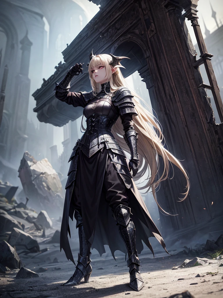 # Script: AI-Generated Art - Gothic Dark Souls-Inspired Woman with Dragon Eyes and Wings
**Objective:**
Create an AI-generated image of a woman with specific features and attire, inspired by the Gothic style of the Dark Souls series.
**Character Description:**
- **Gender:** Female
- **Hair:** Long blonde hair, tied back
- **Eyes:** Red, dragon-like
- **Dragon Features:** Small wings
- **Attire:** Full-body medieval armor
- **Style:** Gothic, similar to Dark Souls aesthetics
**Steps:**
1. **Gather Reference Images:**
- Collect images of full-body medieval armor from the Dark Souls series.
- Find examples of blonde hair tied back.
- Look for images of red, dragon-like eyes and small dragon wings.
- Compile Gothic art references to understand the desired aesthetic.
2. **Character Design:**
- **Hair:** Design the long blonde hair tied back, ensuring it looks natural and flows realistically.
- **Eyes:** Create piercing red eyes with elongated pupils to give a dragon-like appearance.
- **Dragon Features:** Add small, subtle dragon wings that look natural on her back.
- **Armor:** Design full-body medieval armor with intricate Gothic patterns and dark tones, appearing worn and battle-scarred. Ensure the armor covers the entire body, including helmet, chest plate, gauntlets, greaves, and boots.
- **Overall Style:** Use dark, muted colors with high contrasts to emphasize the Gothic style. Incorporate dark shadows and dim lighting.
3. **Pose and Composition:**
- Position the character in a dramatic pose, possibly standing or in mid-battle stance.
- Choose a dark, eerie background that complements the Gothic theme, like a ruined castle or a foggy forest.
- Use lighting to create a moody, atmospheric effect, casting shadows that highlight the character’s features and armor.
4. **AI Tools and Techniques:**
- Use AI art generation tools like DALL-E, MidJourney, or Stable Diffusion.
- Input the character description and upload refer