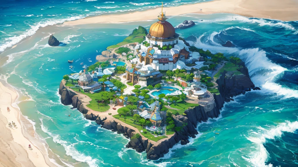 create a setting and beach from an RPG seen from above