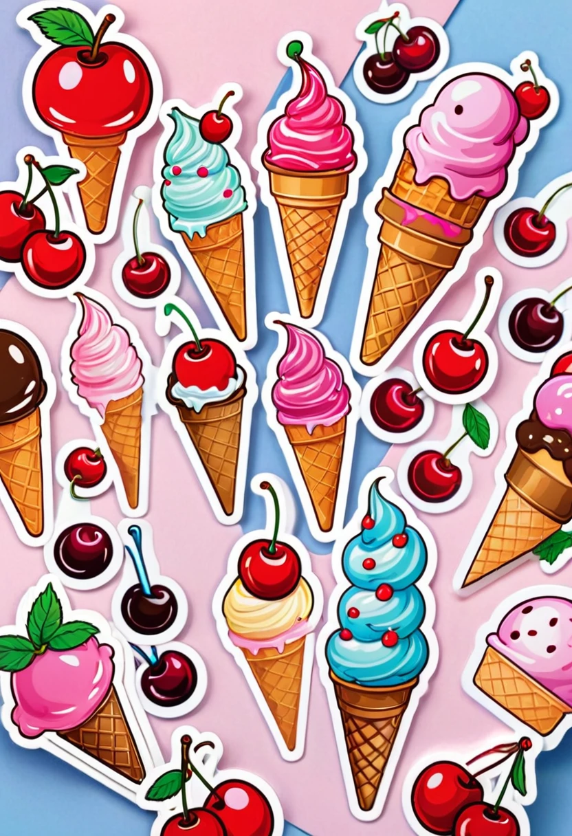 Ice cream stickers，Cherry stickers