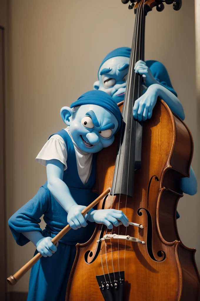 Gargamel Smurfs playing double bass