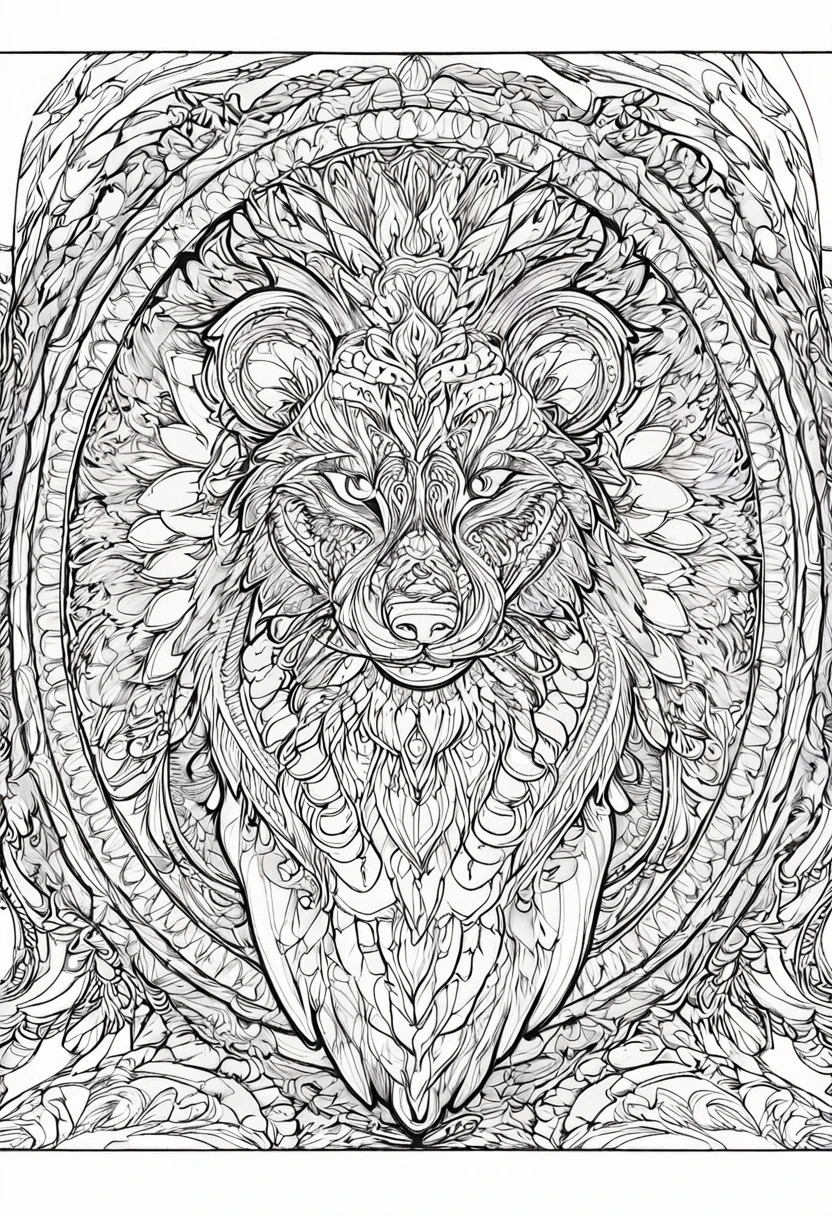 complete image within a margin around the image, leave indentation margin on a coloring page with a random animal coloring in black and white, Coloring book outline, Detailed line art, clean coloring book page, stylized lines, art outline, detailed drawing in 4k, line art coloring page, detailed art, hyper Detailed line art, detailed digital drawing, Coloring Pages, coloring pages, extremely fine linear ink iamgen when centered