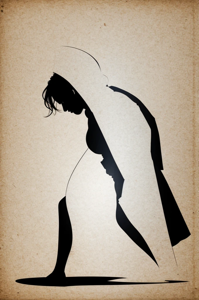 Illegal immigrant woman silhouette drawing
