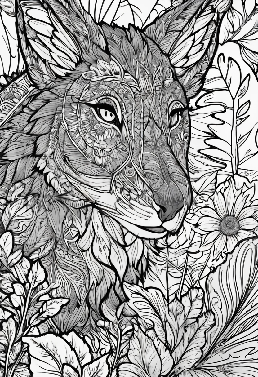 complete image within a margin around the image, leave indentation margin on a coloring page with a random animal coloring in black and white, Coloring book outline, Detailed line art, clean coloring book page, stylized lines, art outline, detailed drawing in 4k, line art coloring page, detailed art, hyper Detailed line art, detailed digital drawing, Coloring Pages, coloring pages, extremely fine linear ink iamgen when centered