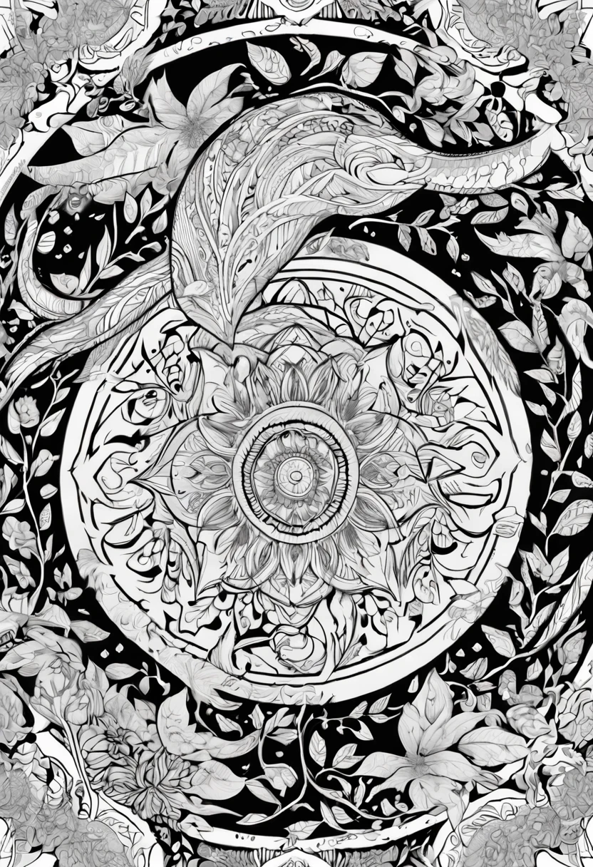 complete image within a margin around the image, leave indentation margin on a coloring page with a random animal coloring in black and white, Coloring book outline, Detailed line art, clean coloring book page, stylized lines, art outline, detailed drawing in 4k, line art coloring page, detailed art, hyper Detailed line art, detailed digital drawing, Coloring Pages, coloring pages, extremely fine linear ink iamgen when centered