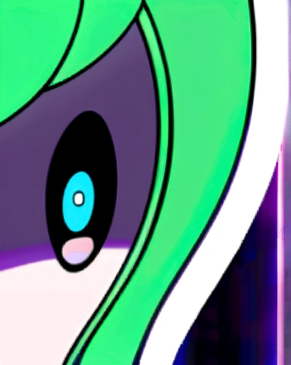 One girl, Sugar Queen, Tiger print bikini, anime「Urusei Yatsura」,Ram,Ghost Girl,Delicate eyes,Vibrant colors,Green long hair,Cute Background