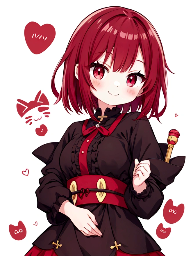 Mini character、girl、smile、short hair、Dark red hair color、cute、Show me your whole body、An illustration、最高のAn illustration