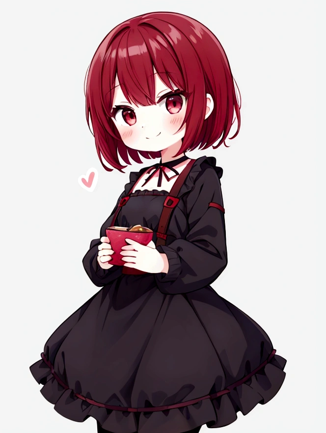 Mini character、girl、smile、short hair、Dark red hair color、cute、Show me your whole body、An illustration、最高のAn illustration
