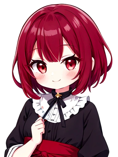 Mini character、girl、smile、short hair、Dark red hair color、cute、Show me your whole body、An illustration、最高のAn illustration