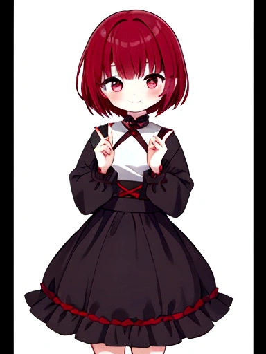 Mini character、girl、smile、short hair、Dark red hair color、cute、Show me your whole body、An illustration、最高のAn illustration